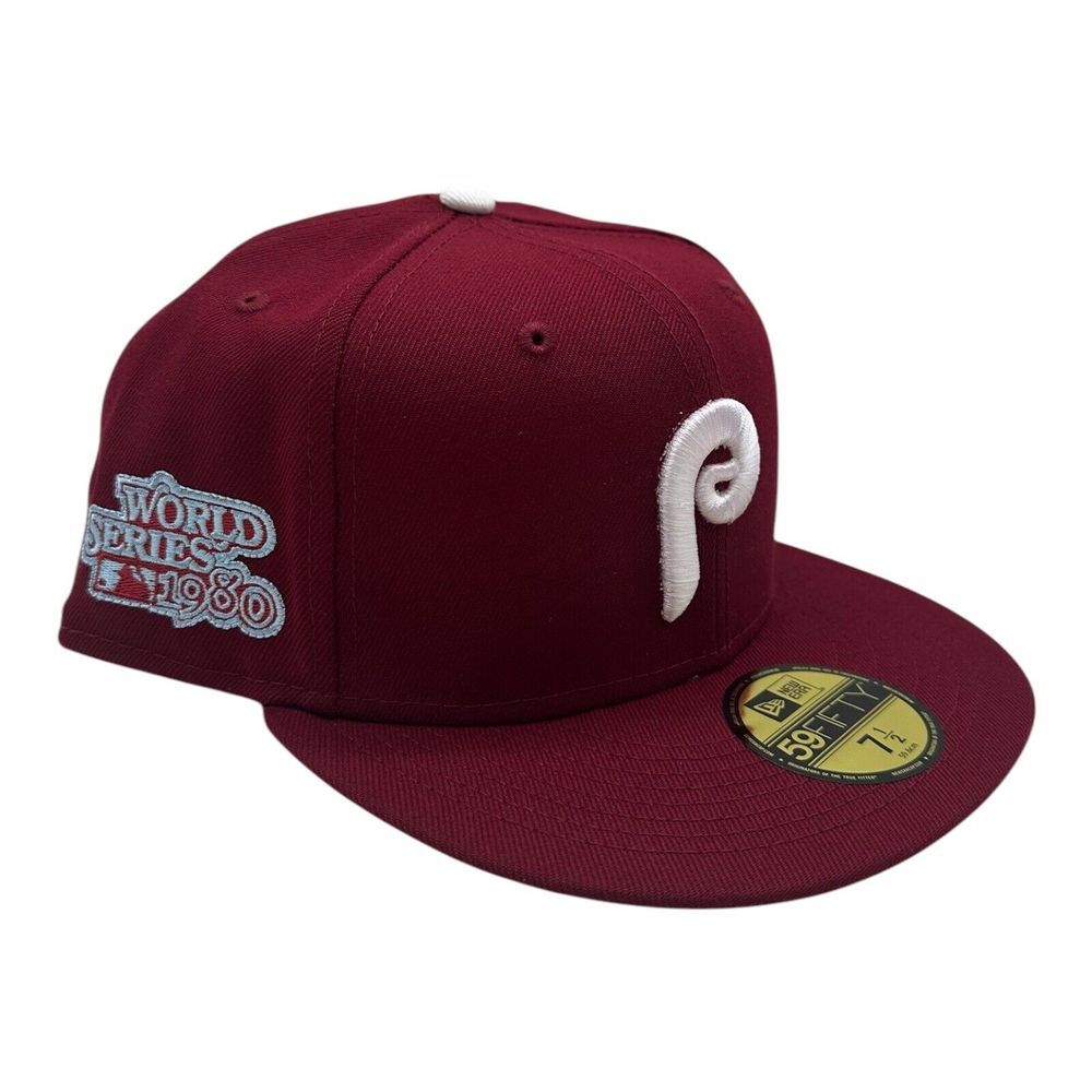 New Era 59Fifty Philadelphia Phillies 1980 World Series Hat Cap 7 1/2 Maroon Red